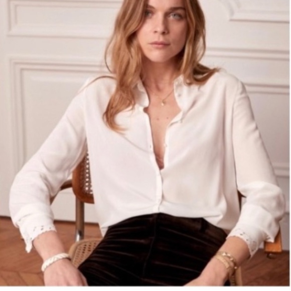 Sezane Roxane shirt in ivory in size 38